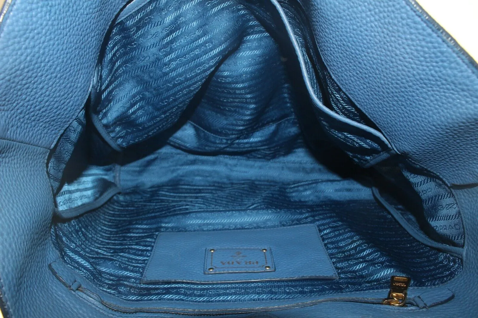 PRADA Blue Daino Vitello Leather Tote 4PR817K