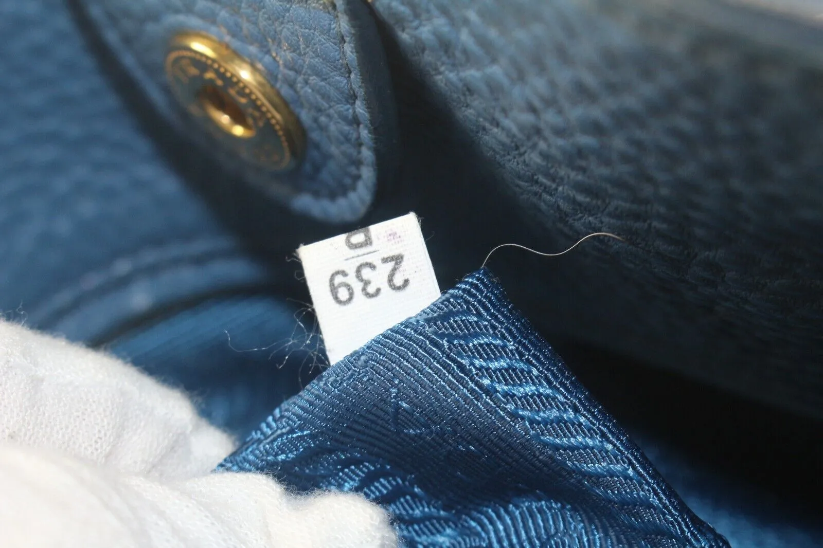 PRADA Blue Daino Vitello Leather Tote 4PR817K