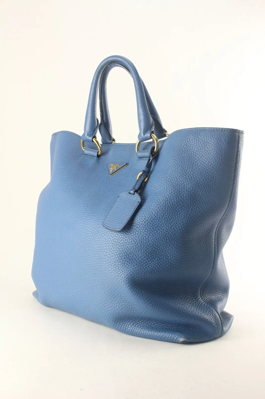 PRADA Blue Daino Vitello Leather Tote 4PR817K