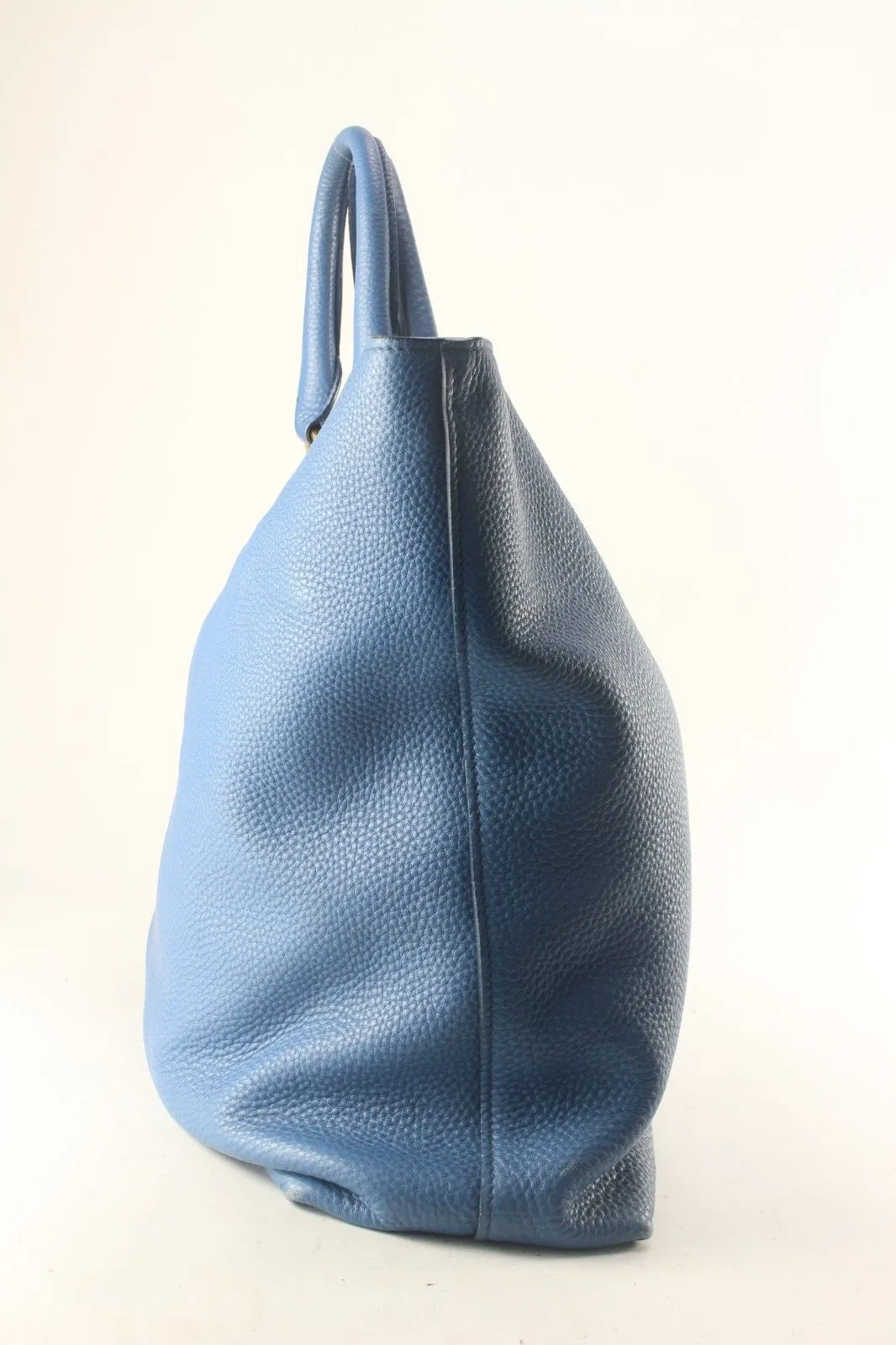 PRADA Blue Daino Vitello Leather Tote 4PR817K