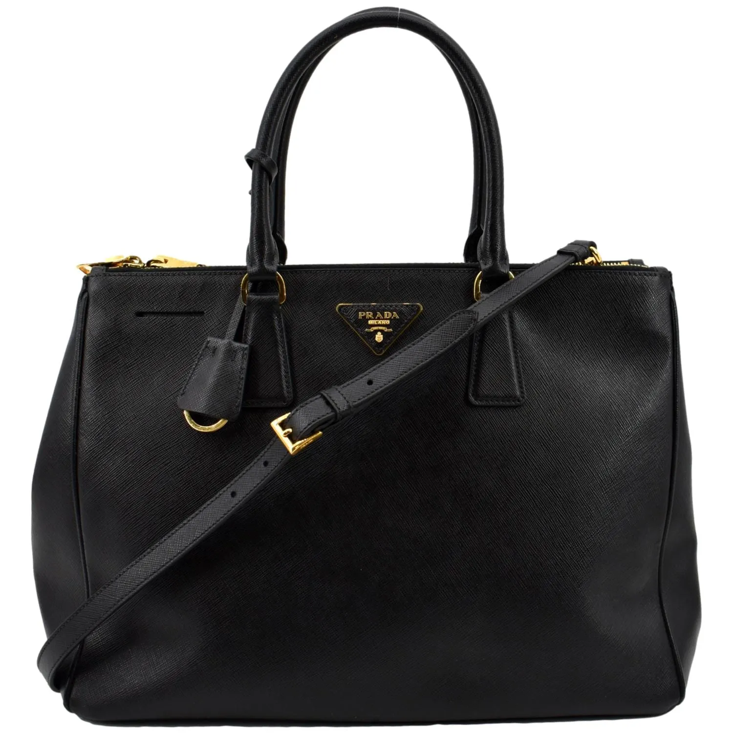 PRADA Galleria Large Saffiano Leather Tote Shoulder Bag Black