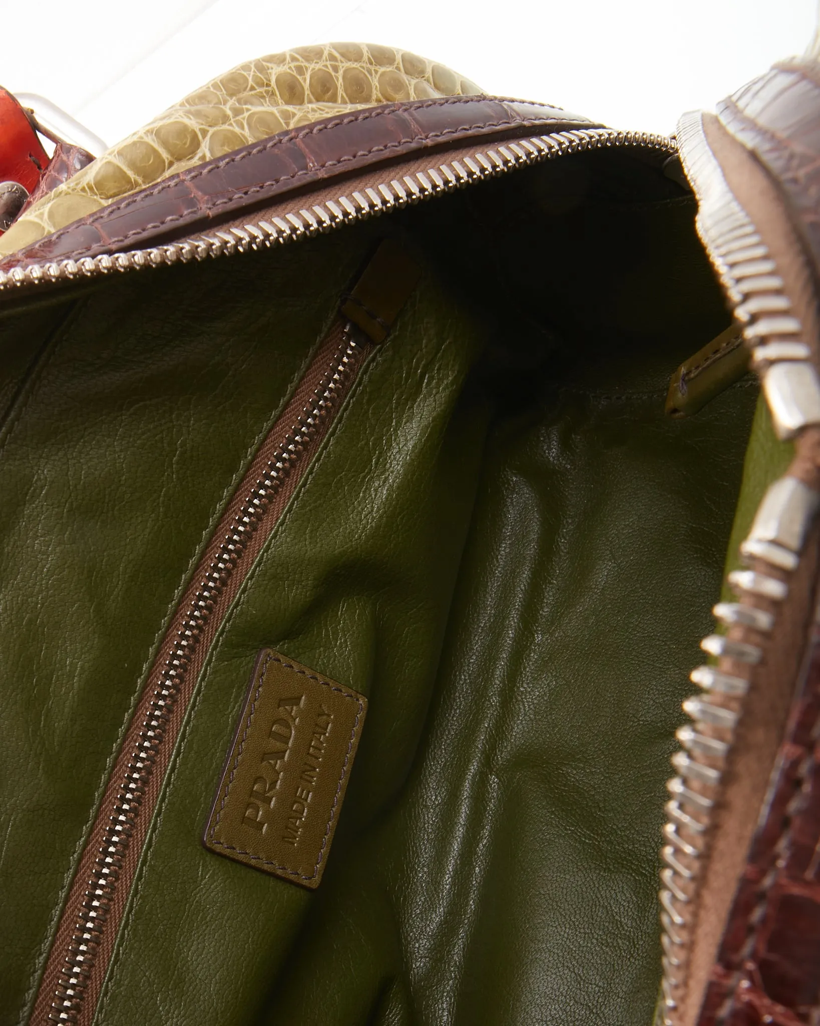 Prada Tri-Color Croc Embossed Bowling Bag