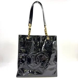 Preloved Chanel Patent Leather Chain Tote Bag Black N409268