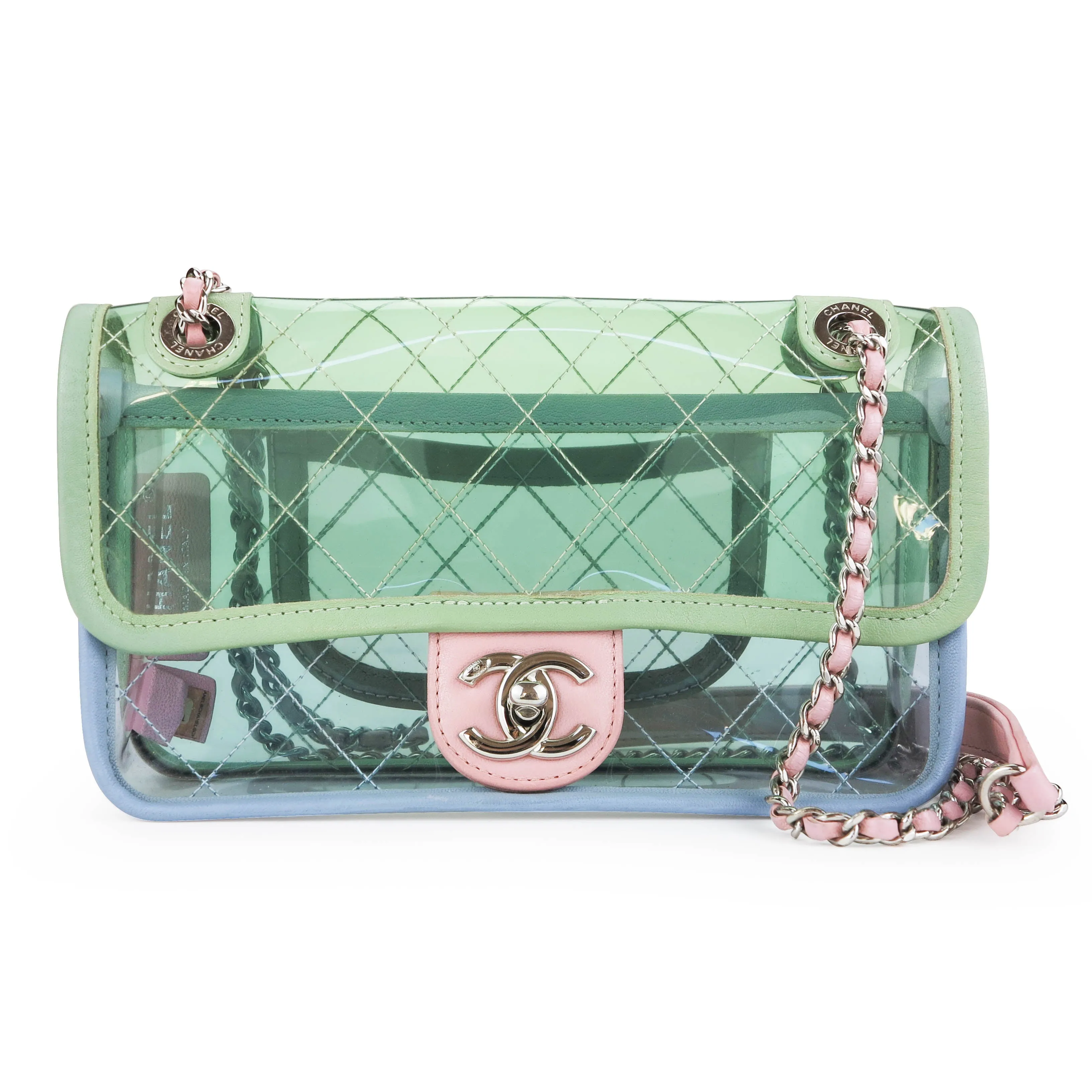 PVC Coco Splash Mini Flap Bag Green Pink Blue