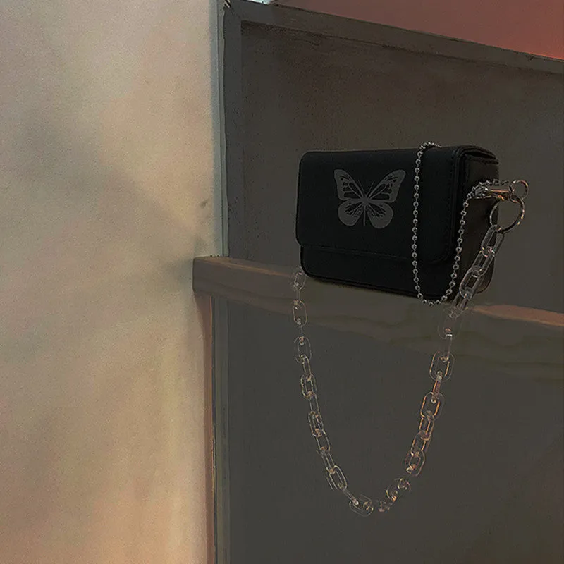 "REFLECTIVE BUTTERFLY" TRANSPARENT CHAIN SQUARE BAG D050802