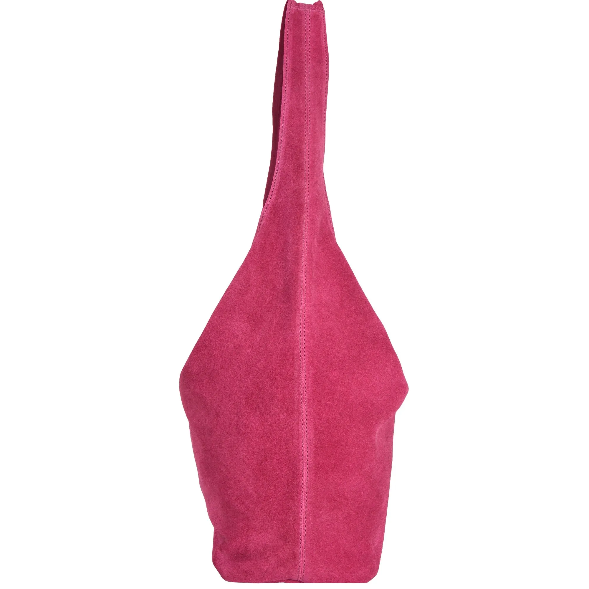 Raspberry Suede Leather Hobo Boho Shoulder Bag