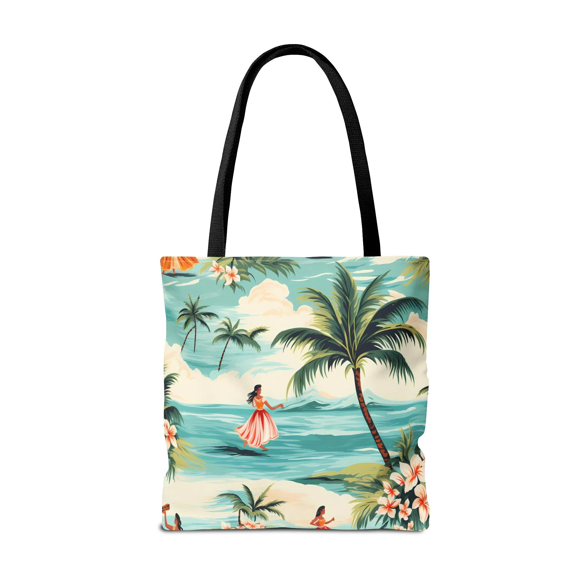 Retro Hawaiian Hula Designer Tote Bag - Swing into Style - Aloha from Every Angle! Available in 3 sizes.