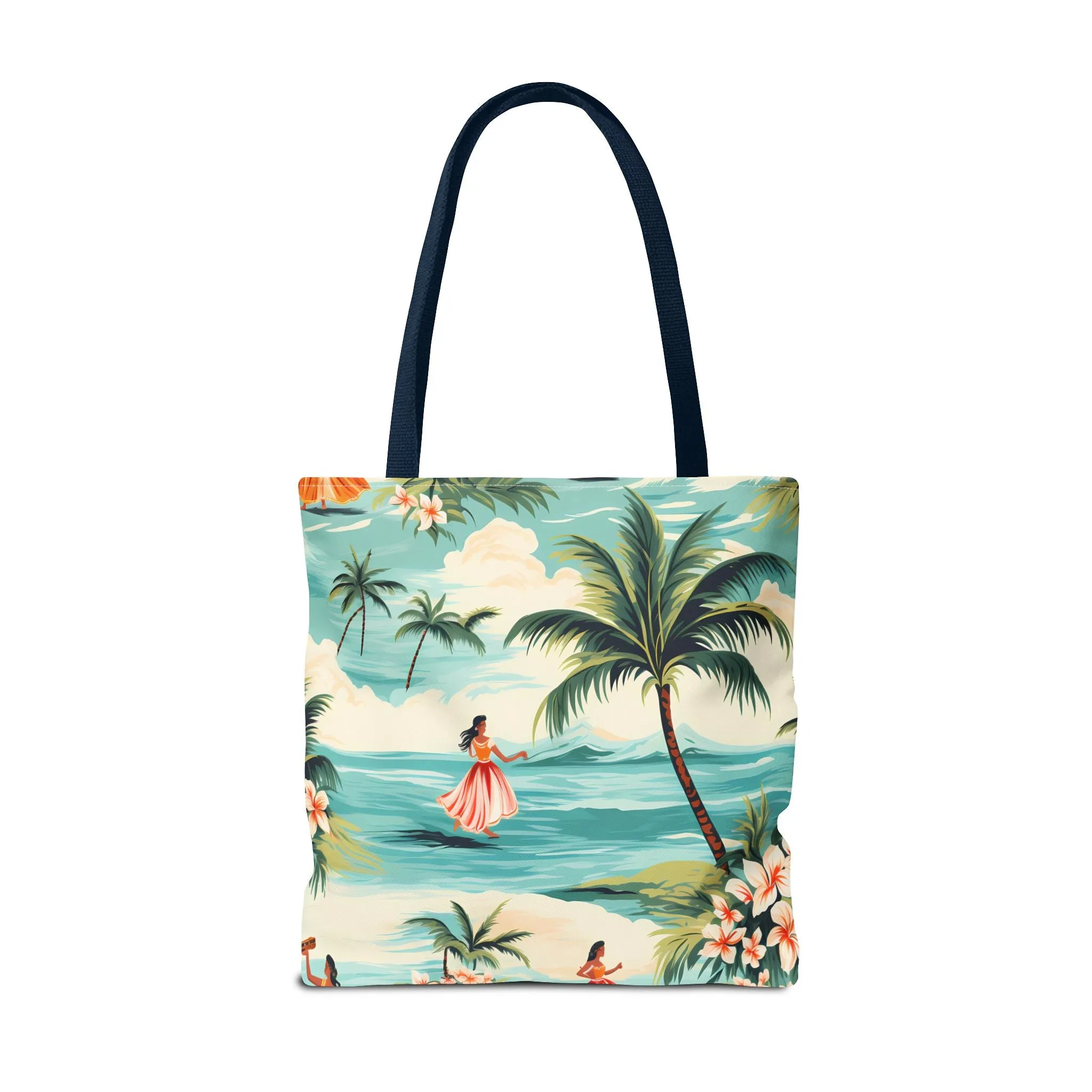 Retro Hawaiian Hula Designer Tote Bag - Swing into Style - Aloha from Every Angle! Available in 3 sizes.
