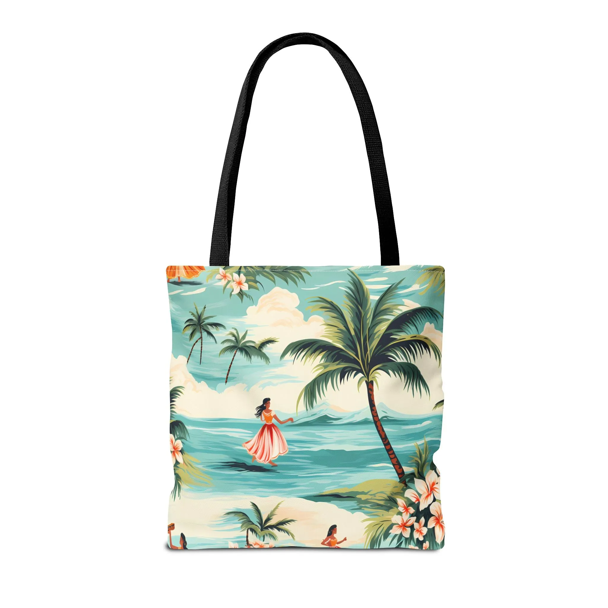 Retro Hawaiian Hula Designer Tote Bag - Swing into Style - Aloha from Every Angle! Available in 3 sizes.