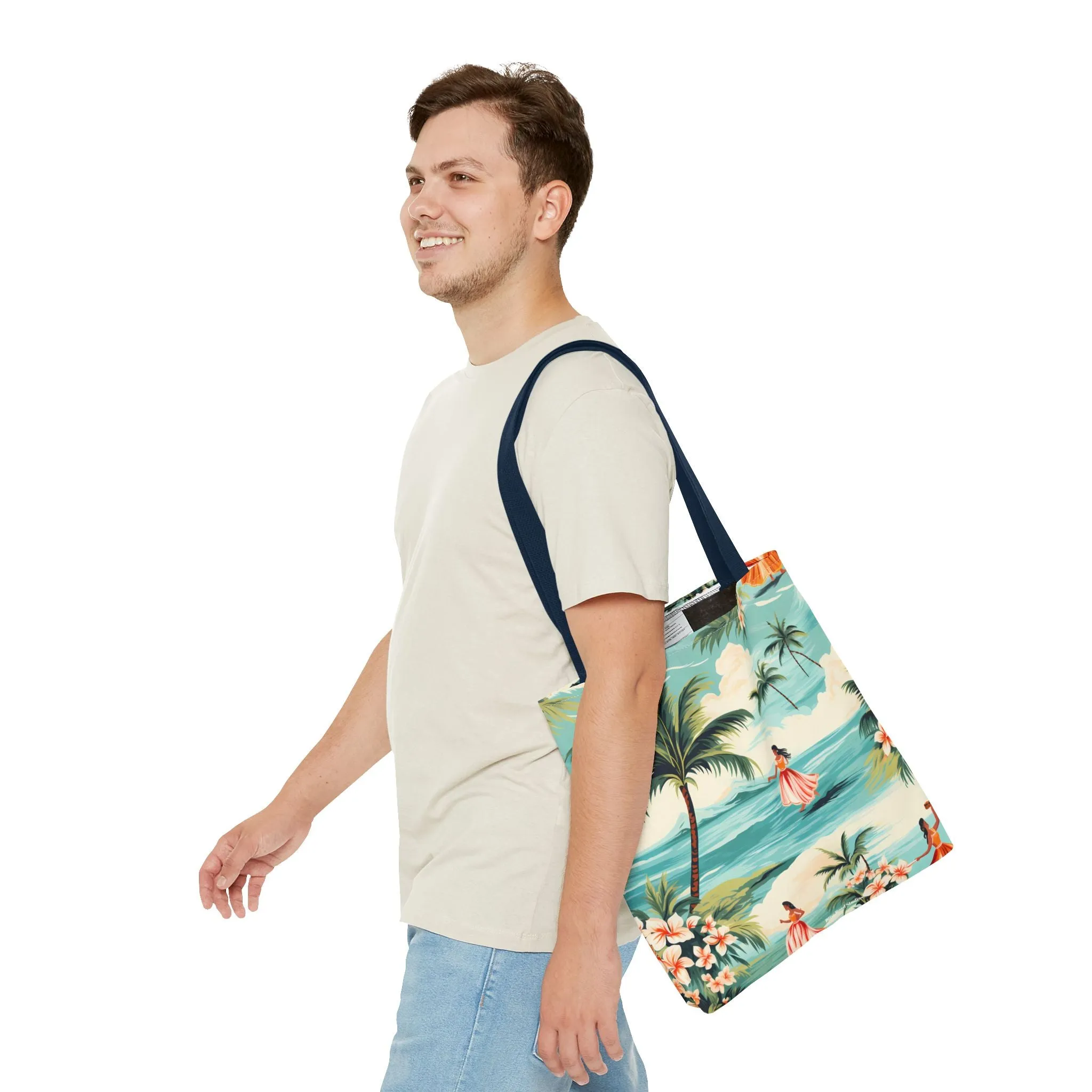 Retro Hawaiian Hula Designer Tote Bag - Swing into Style - Aloha from Every Angle! Available in 3 sizes.