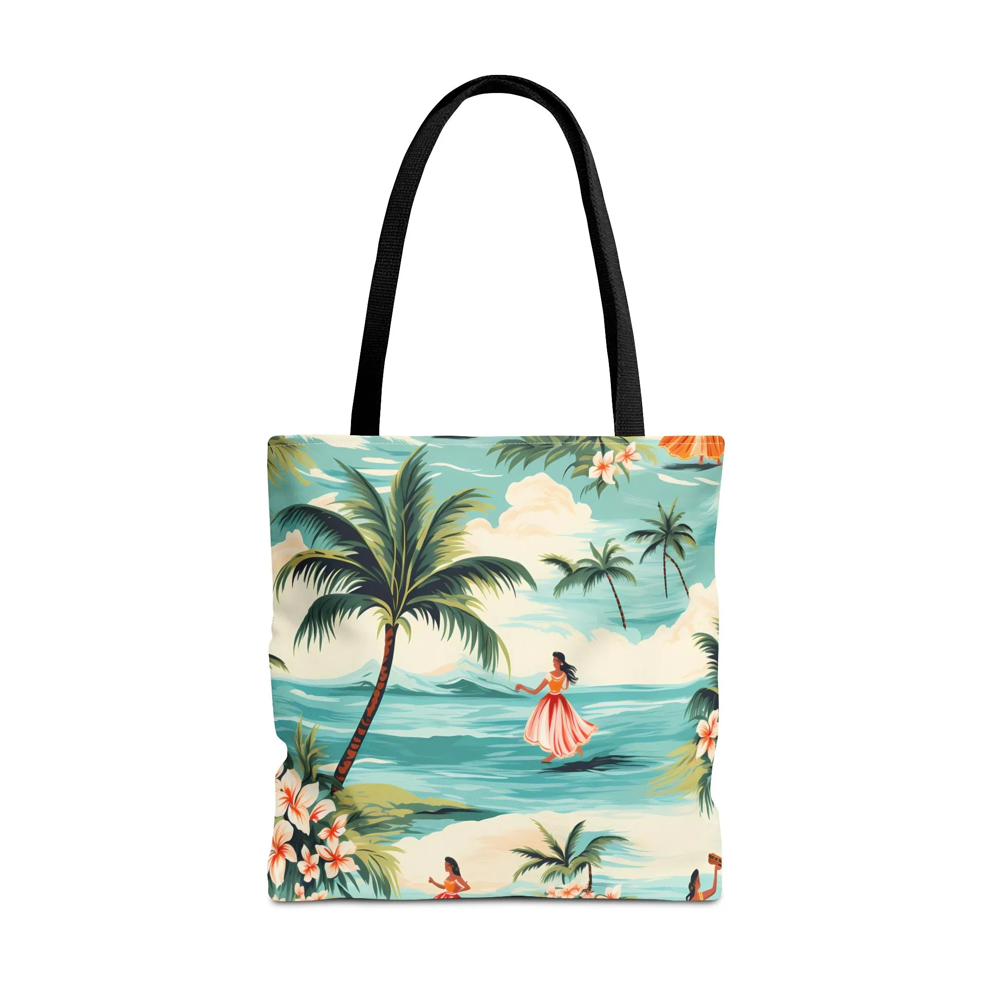 Retro Hawaiian Hula Designer Tote Bag - Swing into Style - Aloha from Every Angle! Available in 3 sizes.