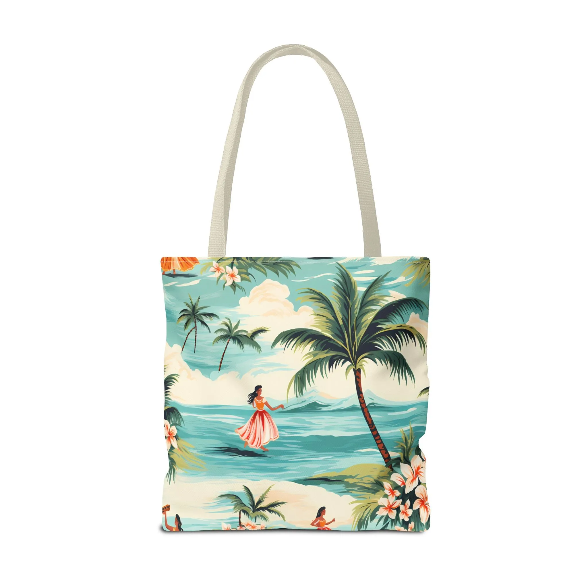 Retro Hawaiian Hula Designer Tote Bag - Swing into Style - Aloha from Every Angle! Available in 3 sizes.