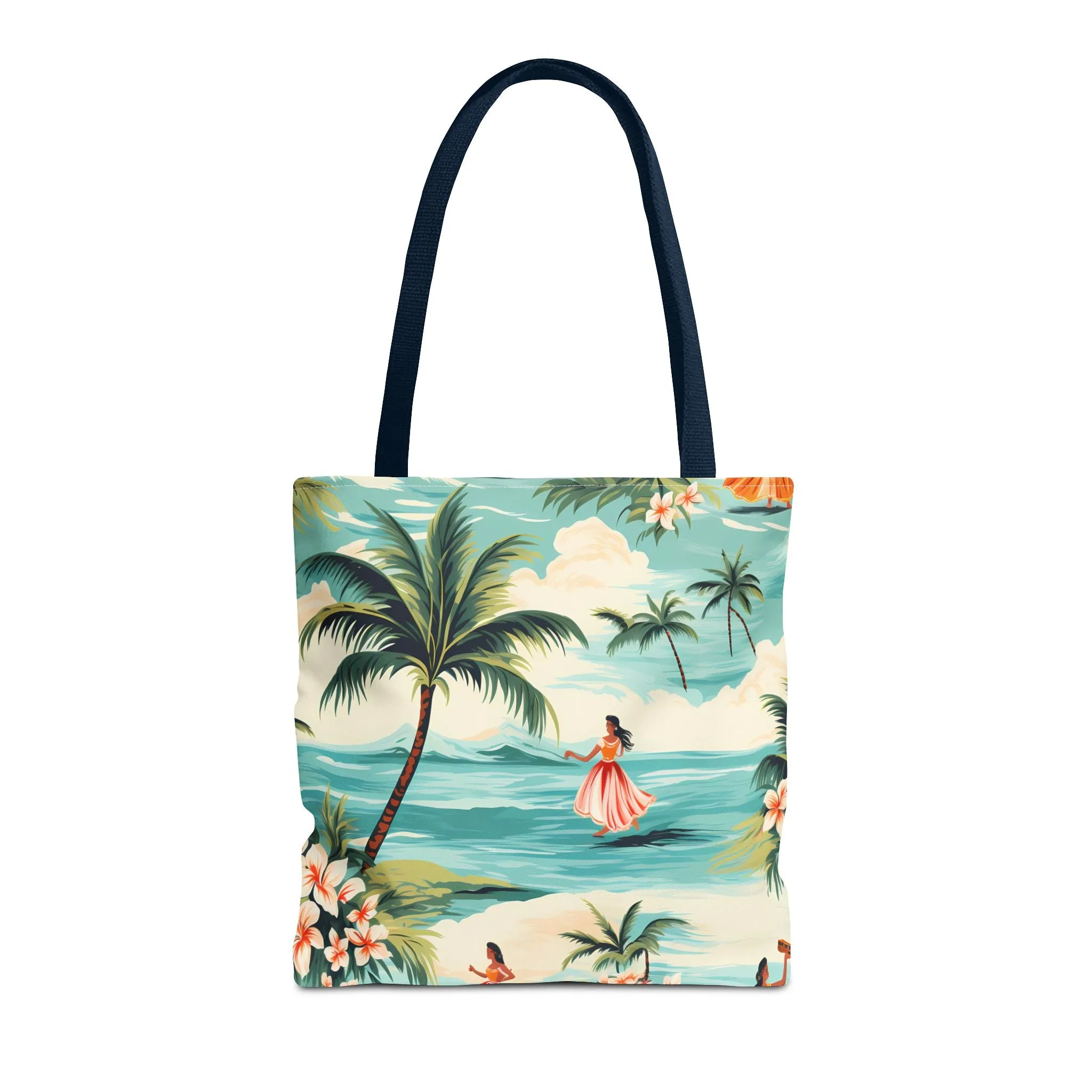 Retro Hawaiian Hula Designer Tote Bag - Swing into Style - Aloha from Every Angle! Available in 3 sizes.