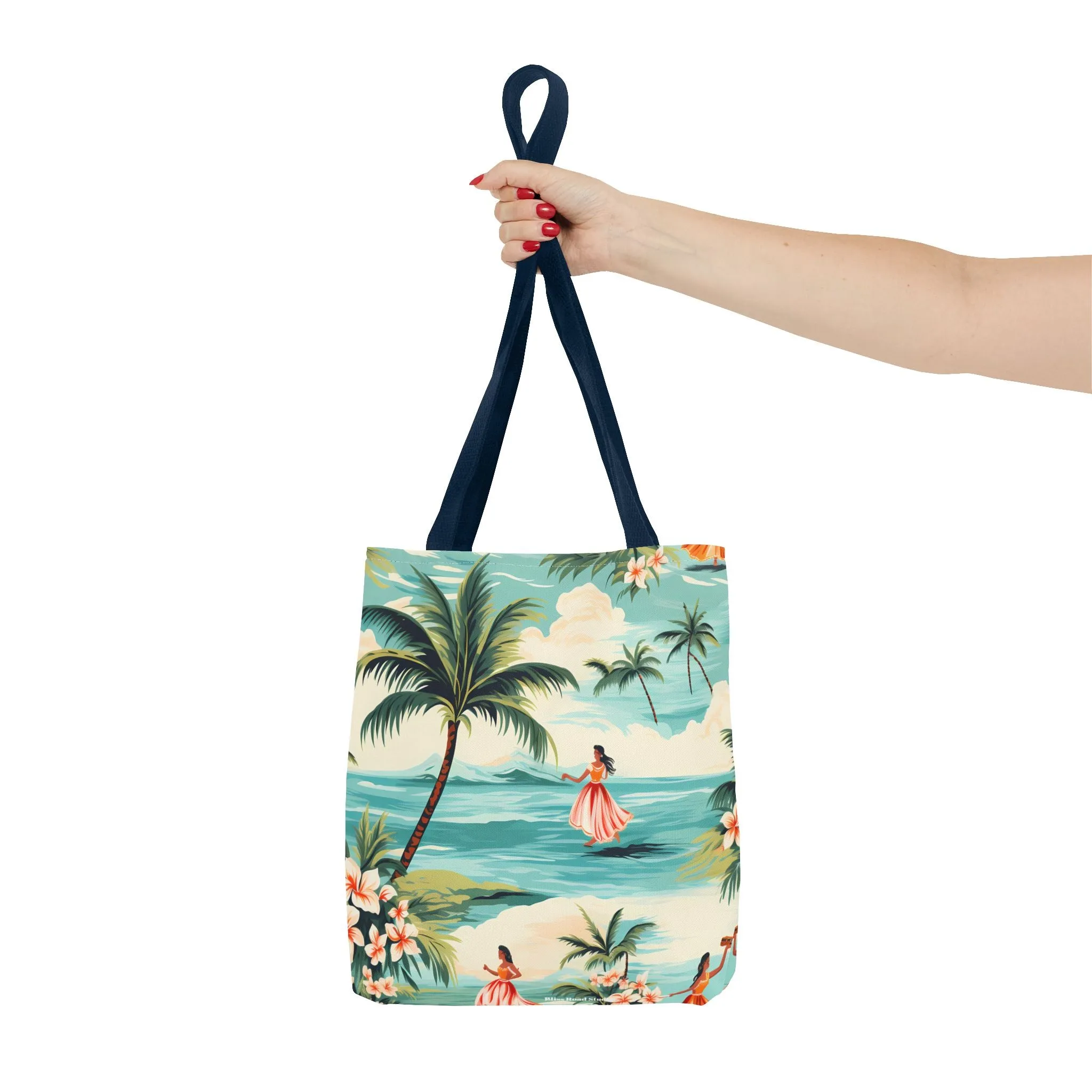 Retro Hawaiian Hula Designer Tote Bag - Swing into Style - Aloha from Every Angle! Available in 3 sizes.