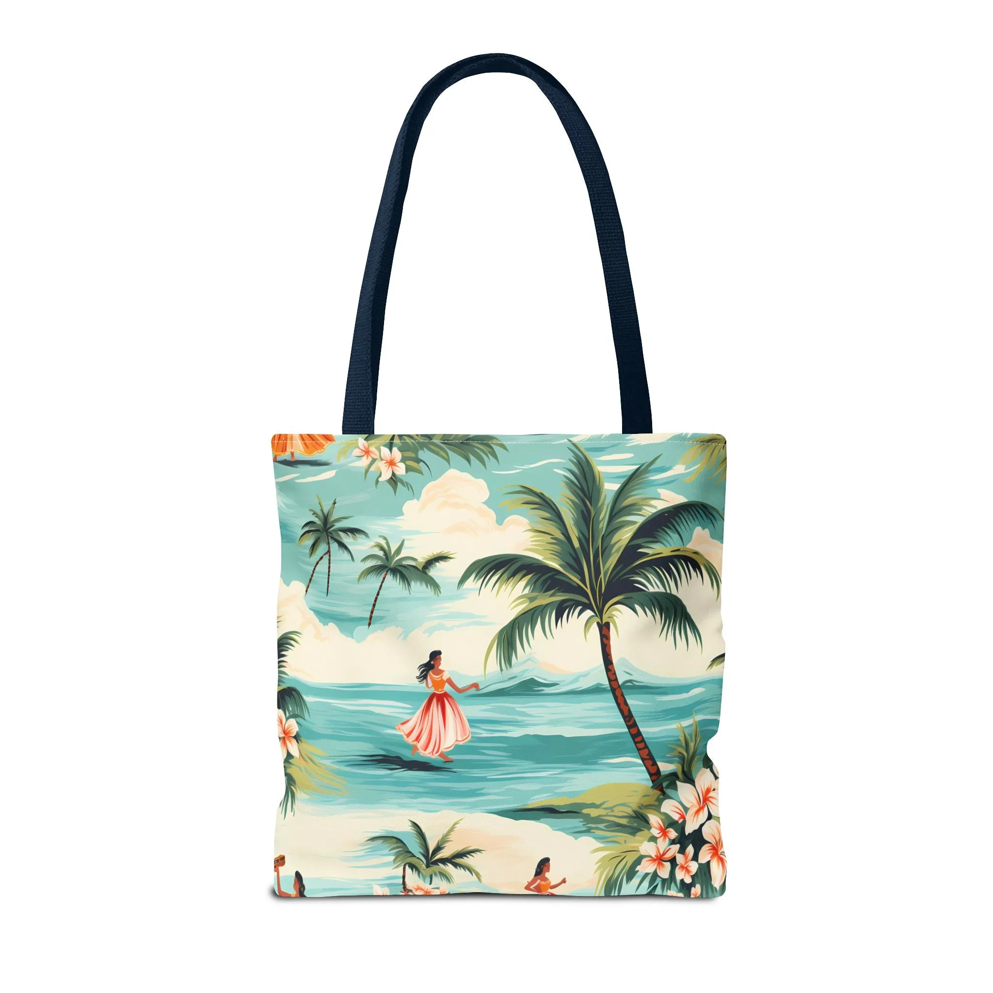 Retro Hawaiian Hula Designer Tote Bag - Swing into Style - Aloha from Every Angle! Available in 3 sizes.