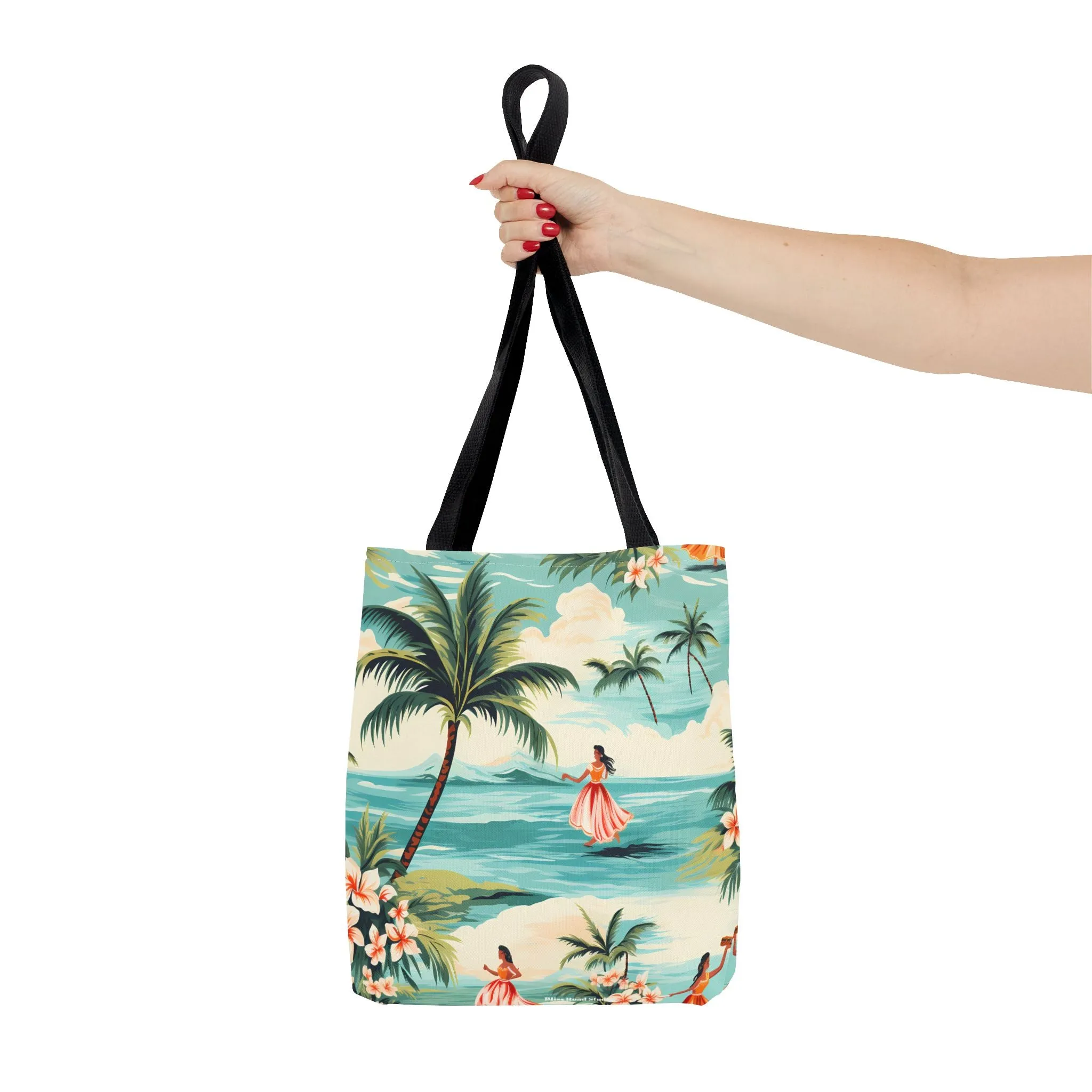 Retro Hawaiian Hula Designer Tote Bag - Swing into Style - Aloha from Every Angle! Available in 3 sizes.