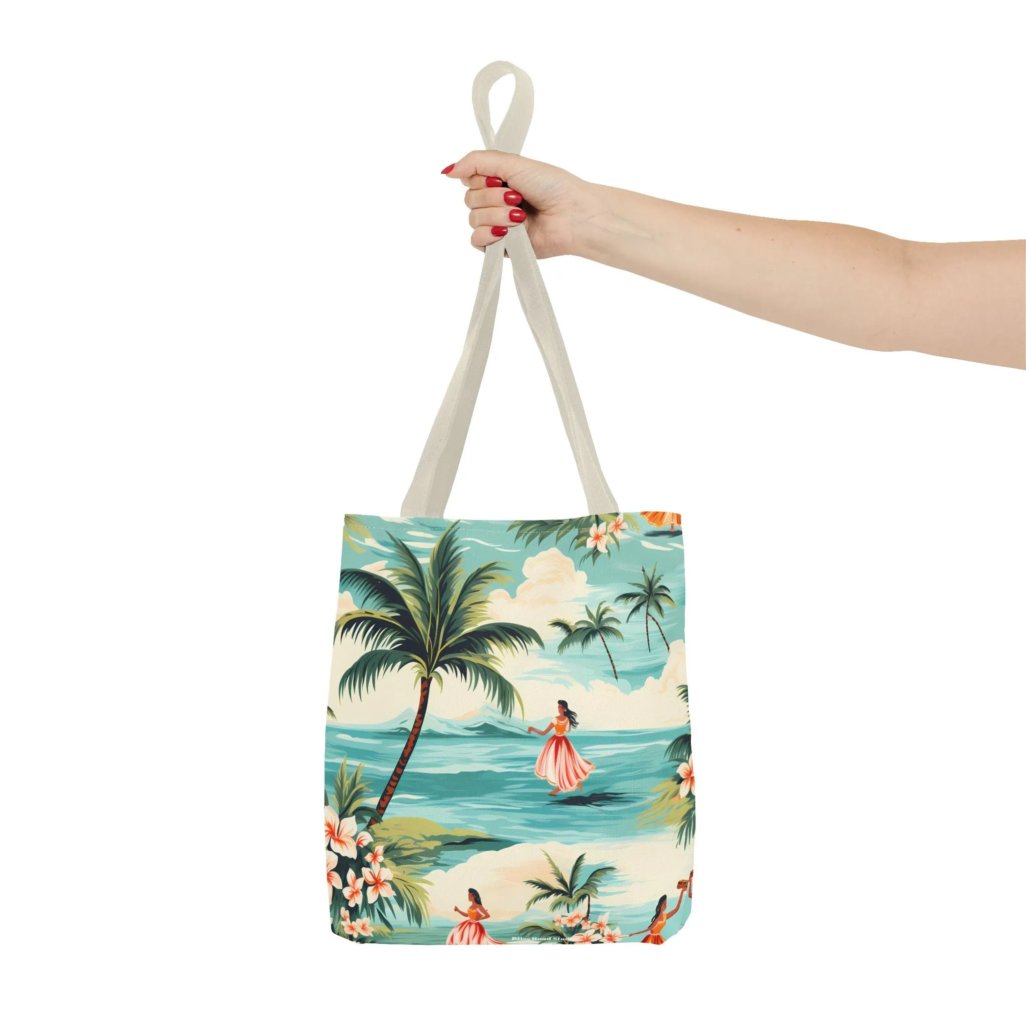 Retro Hawaiian Hula Designer Tote Bag - Swing into Style - Aloha from Every Angle! Available in 3 sizes.