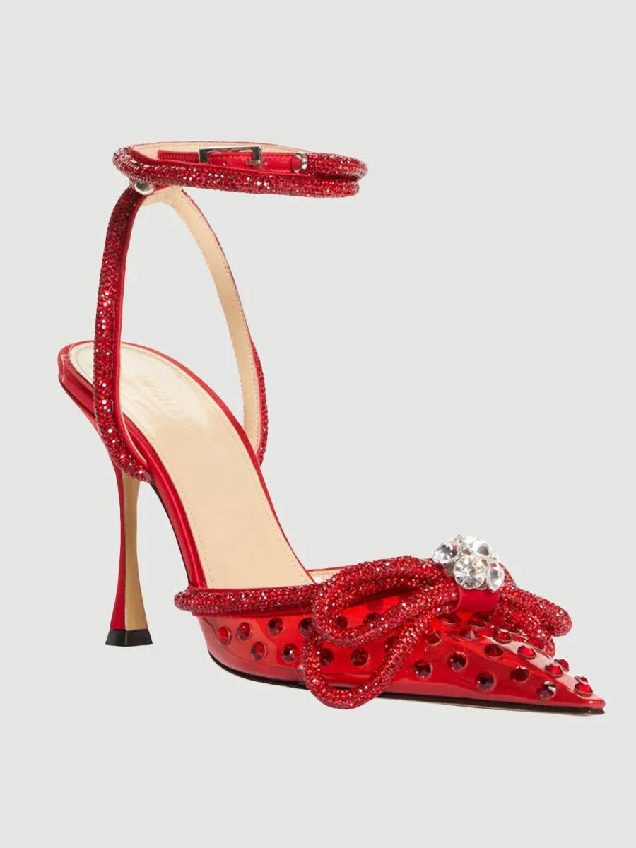 Rhinestone Pointed Toe Transparent High Heels MHE1075