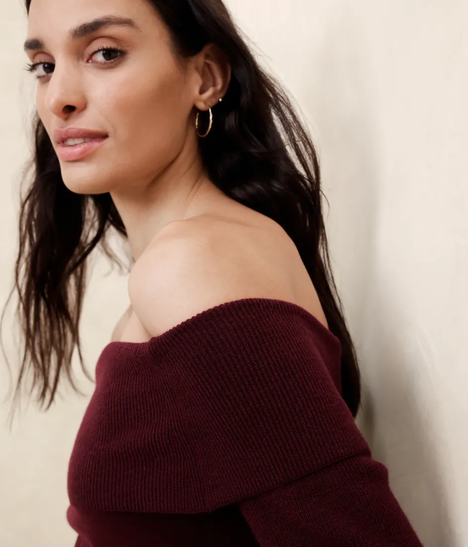 Ribbed Off Shoulder Sweater