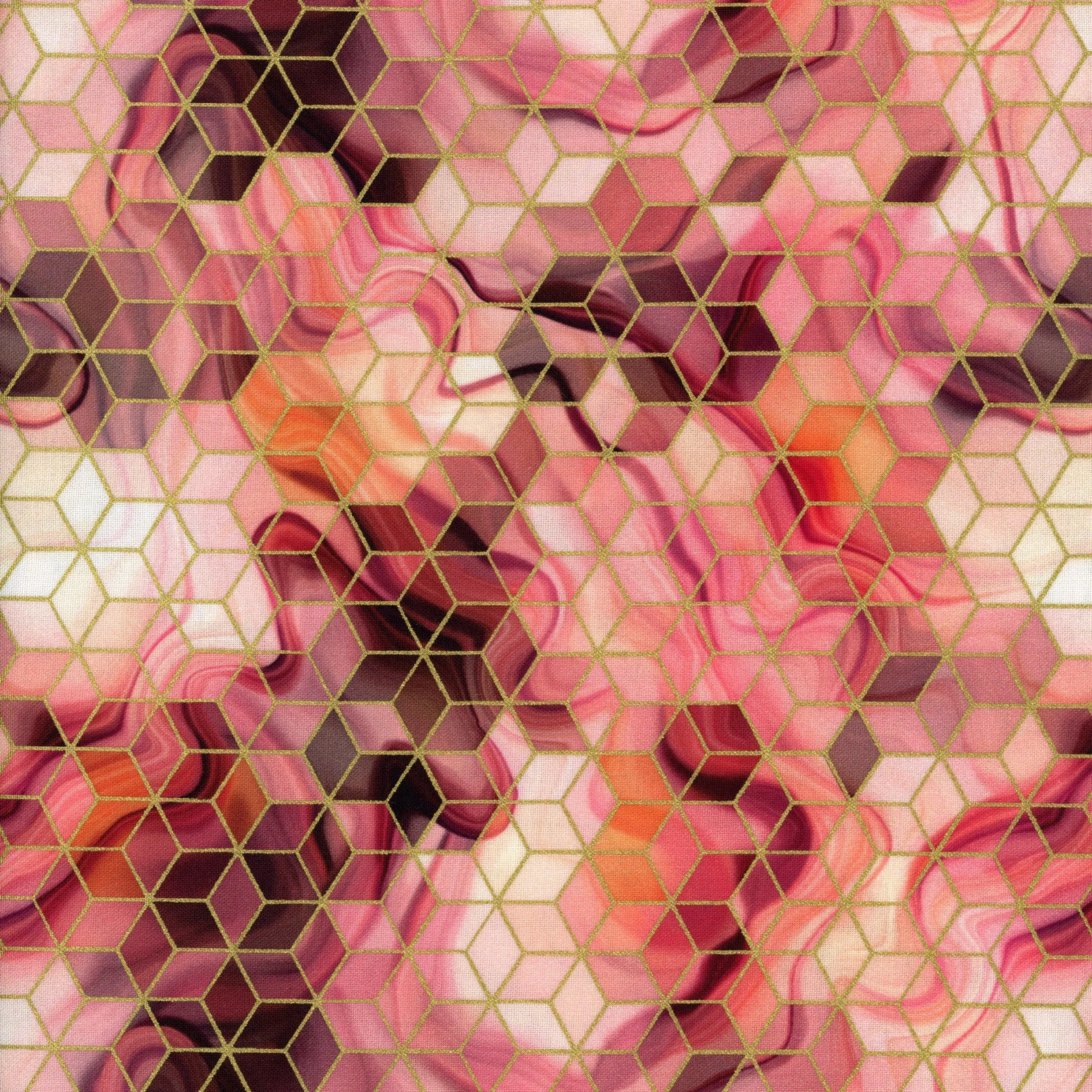 Robert Kaufman Lara Skinner Golden Vibes Strawberry