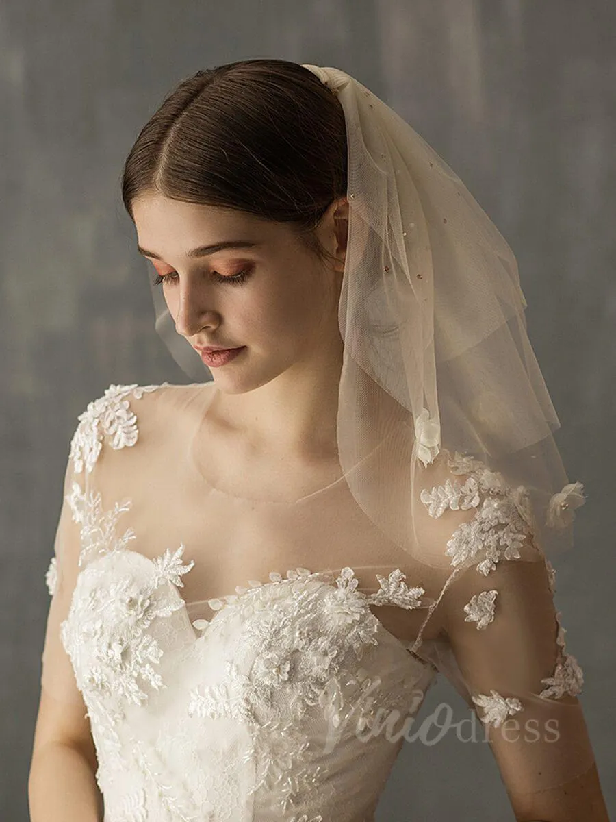 Roycebridal Shoulder Length Champagne Bridal Veils