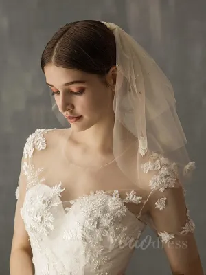 Roycebridal Shoulder Length Champagne Bridal Veils