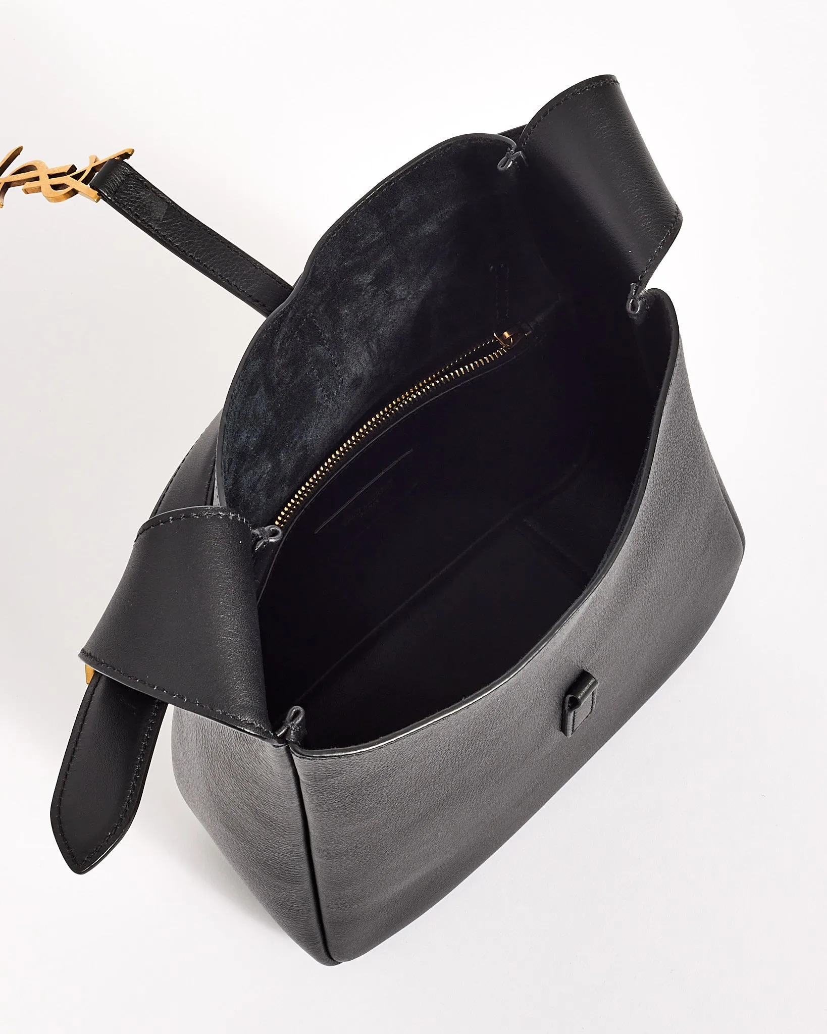 Saint Laurent Black Leather 5 à 7 Small Cassandra Hobo Bag