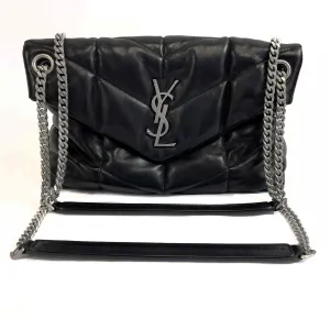 Saint Laurent - Excellent - Loulou Puffer Small - Black / Silver Shoulder Bag