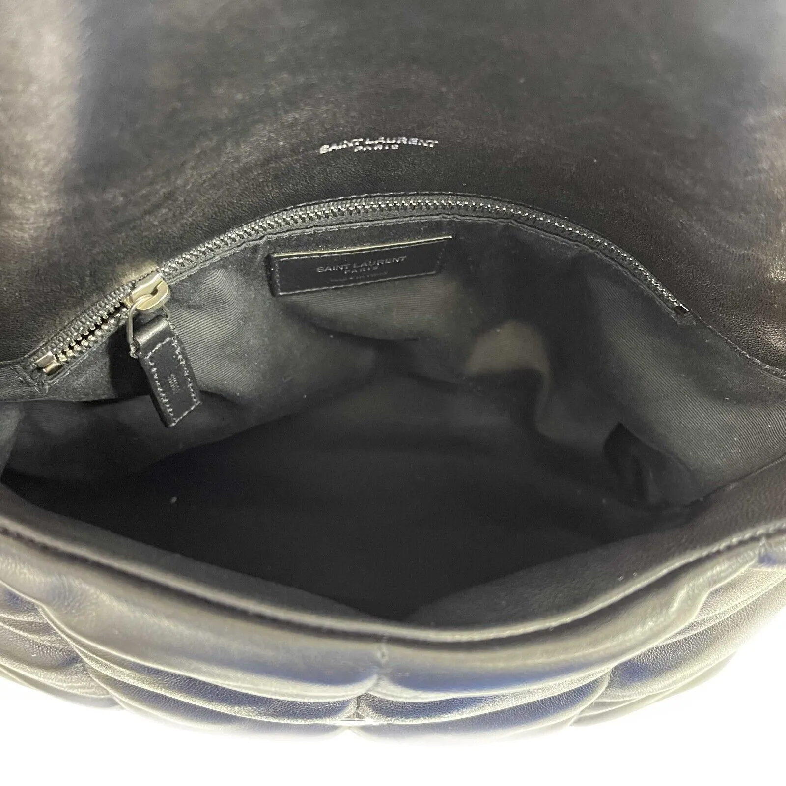 Saint Laurent - Excellent - Loulou Puffer Small - Black / Silver Shoulder Bag