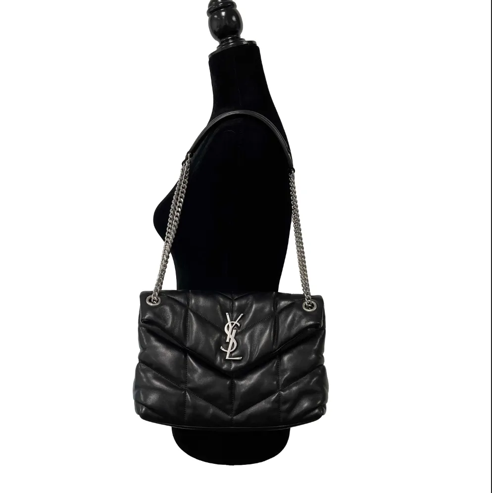 Saint Laurent - Excellent - Loulou Puffer Small - Black / Silver Shoulder Bag