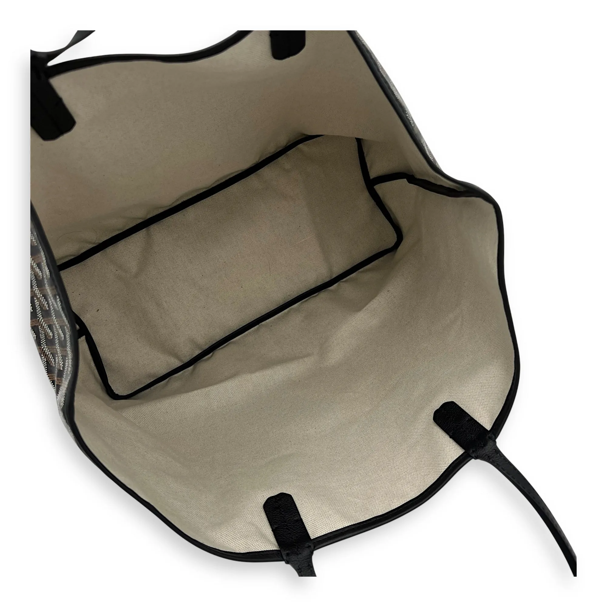 Saint Louis PM Black Tote Bag in Coated Canvas, Silver hardware