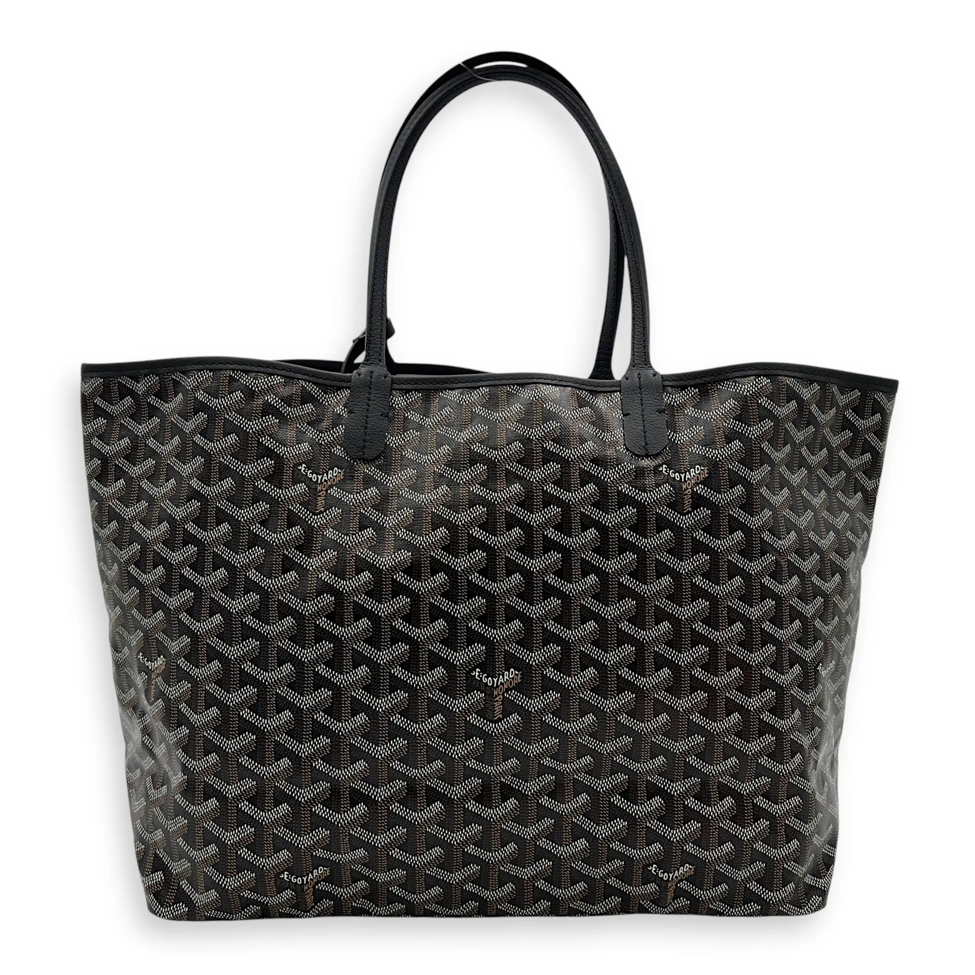 Saint Louis PM Black Tote Bag in Coated Canvas, Silver hardware