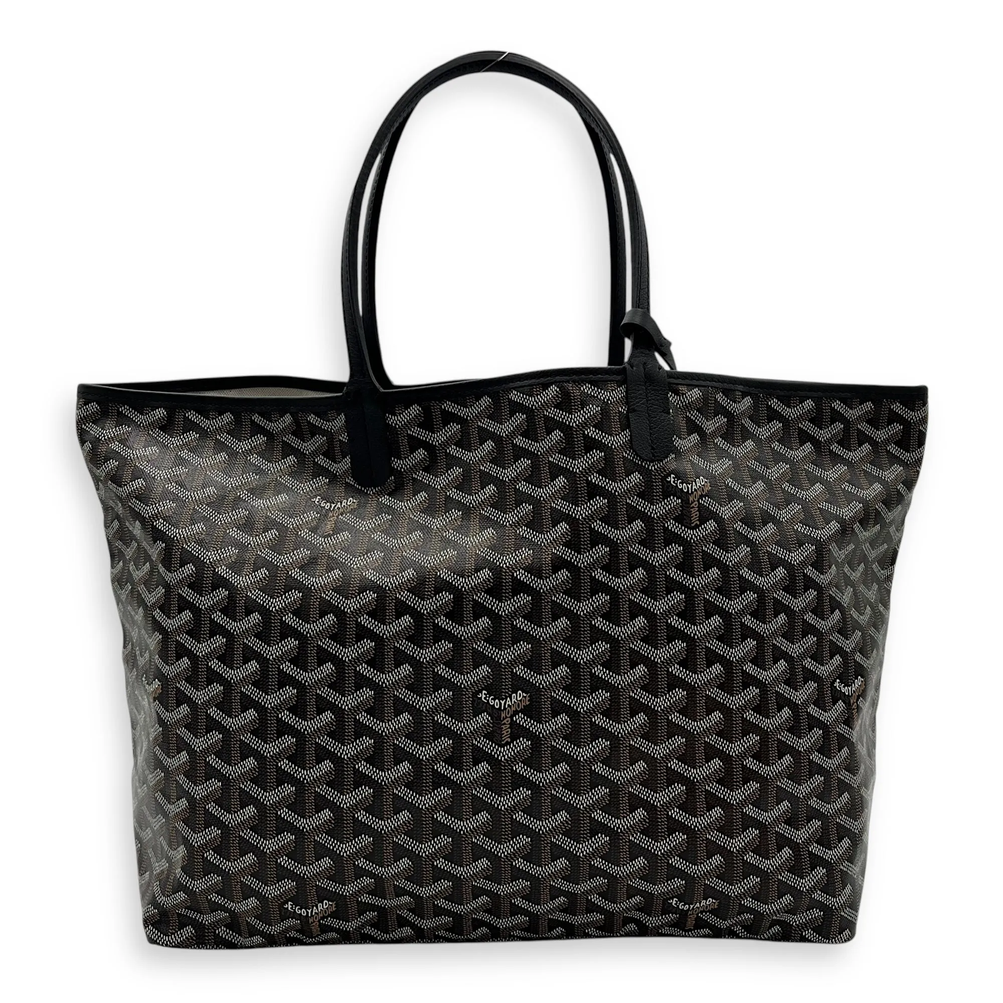 Saint Louis PM Black Tote Bag in Coated Canvas, Silver hardware