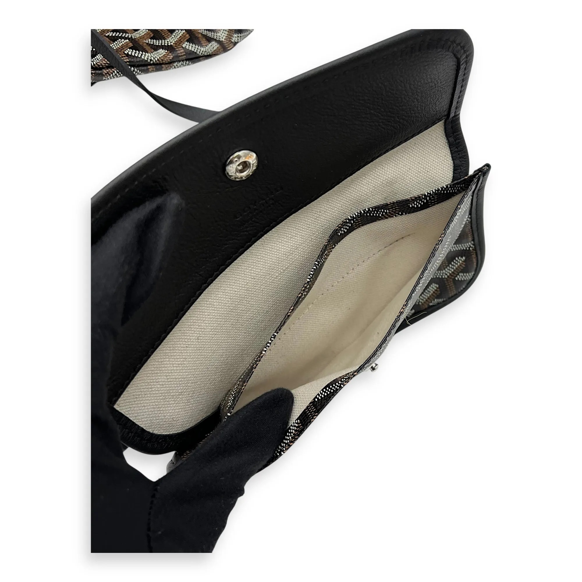 Saint Louis PM Black Tote Bag in Coated Canvas, Silver hardware
