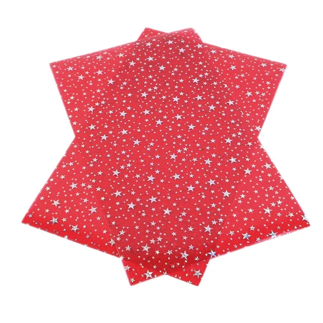SALE Transparent Hologram Stars ~ Red & Silver ~ Bow Making ~ Craft Fabric Sheets