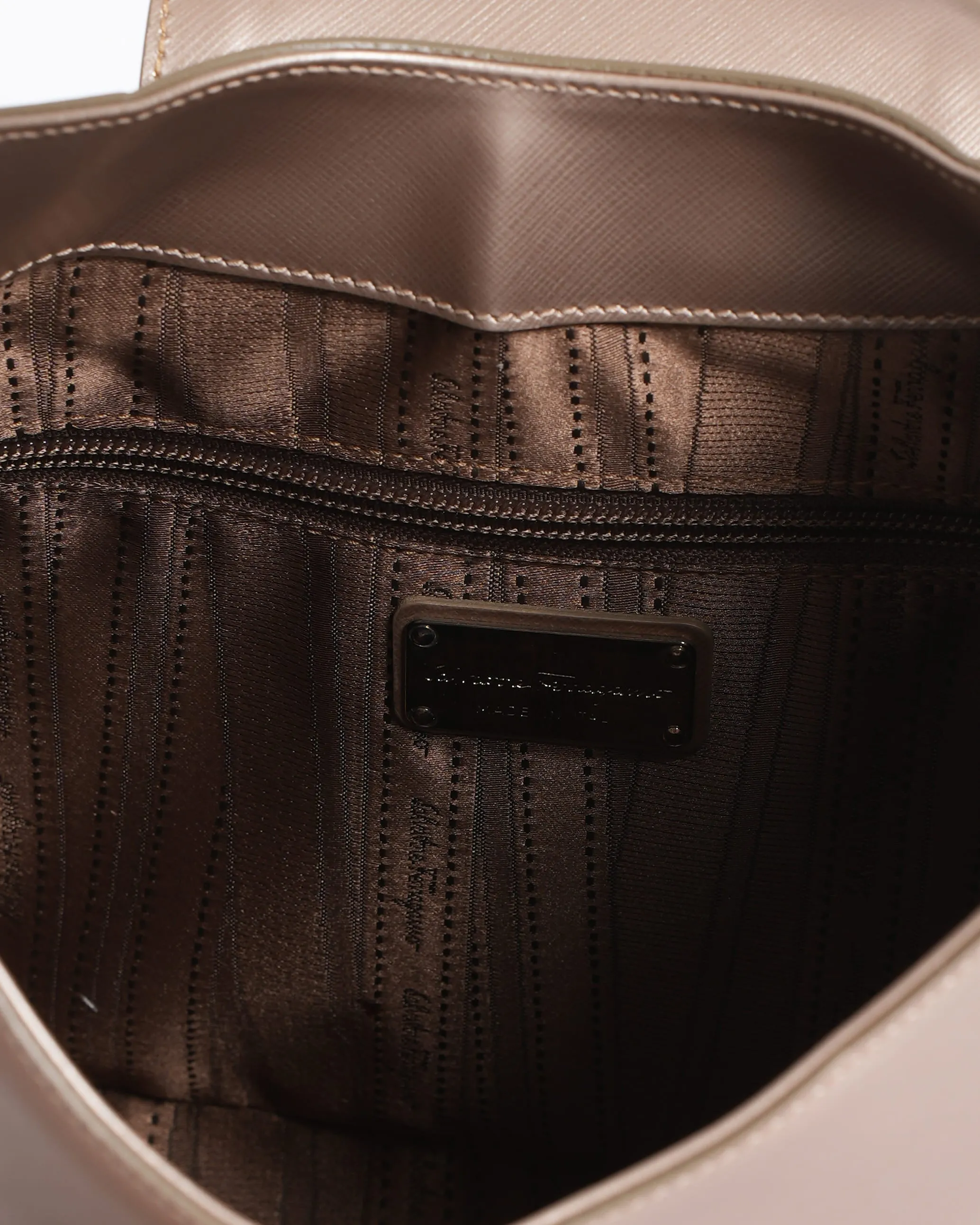 Salvatore Ferragamo Gancini Metallic Hobo Bag