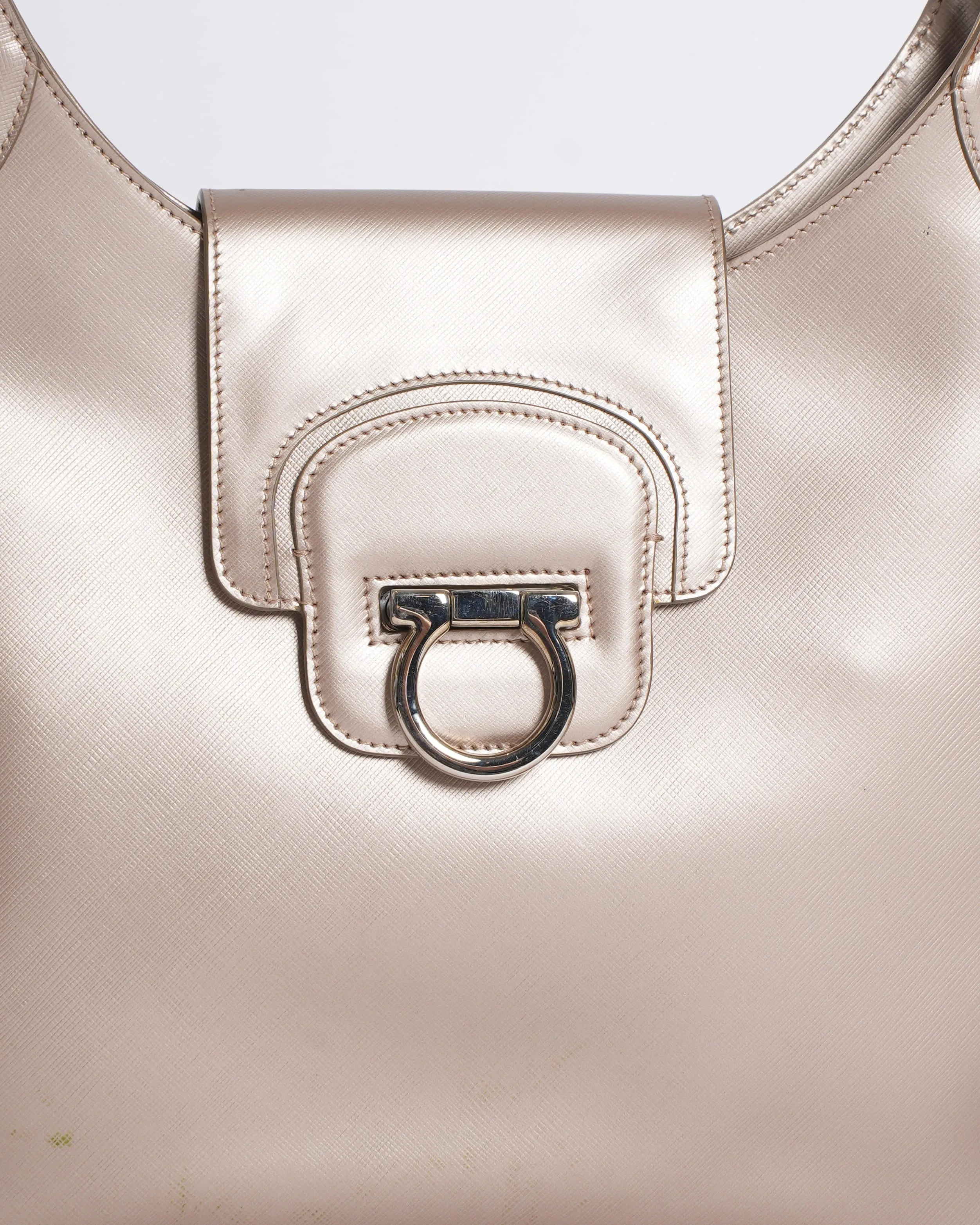 Salvatore Ferragamo Gancini Metallic Hobo Bag