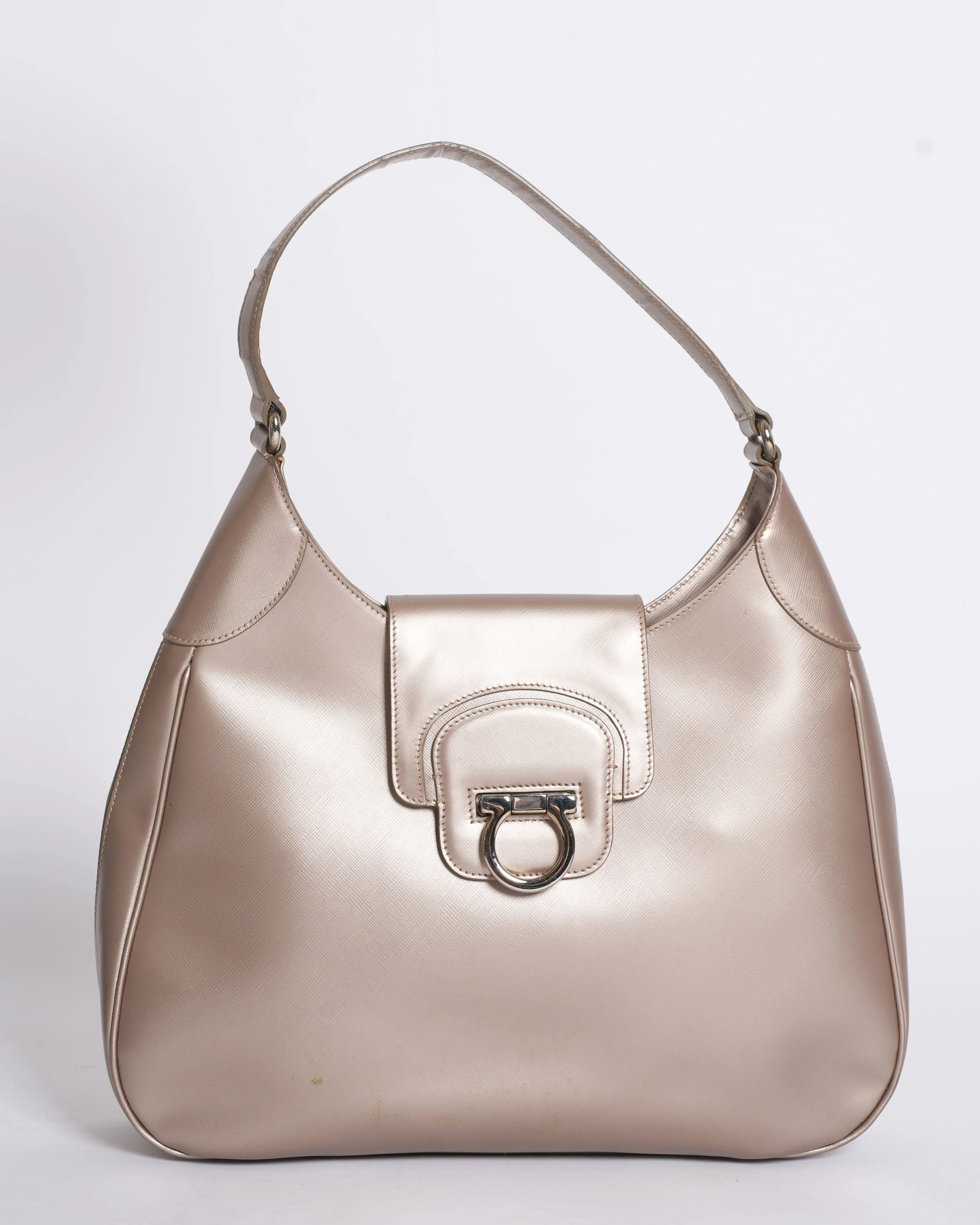 Salvatore Ferragamo Gancini Metallic Hobo Bag