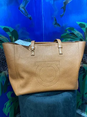 Salvatore Ferragamo Leather Marta Perforated Logo Tote