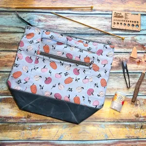 *Scattered Pumpkins*- Signature Zippered Knitting Project Bag