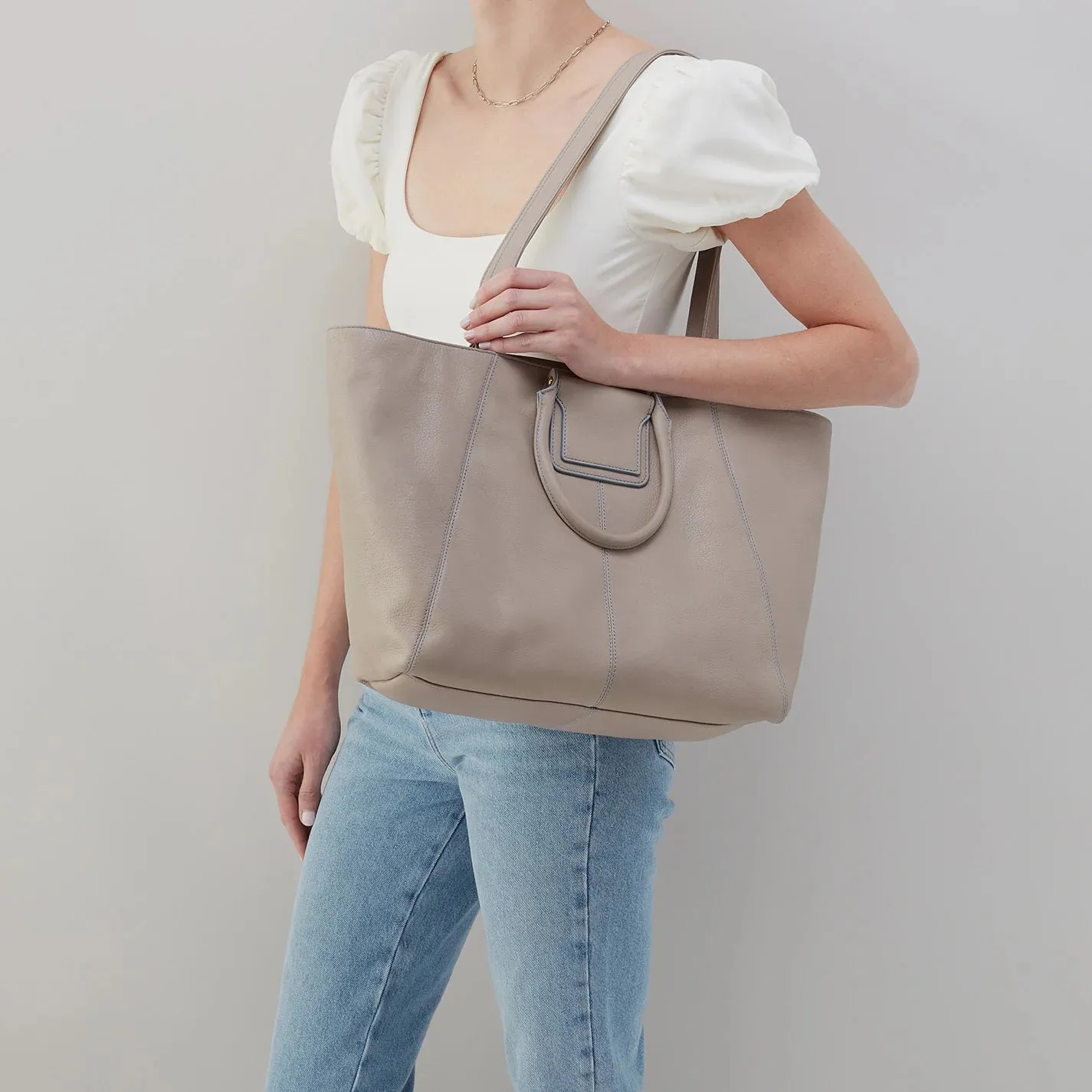 Sheila East/West Tote- Taupe
