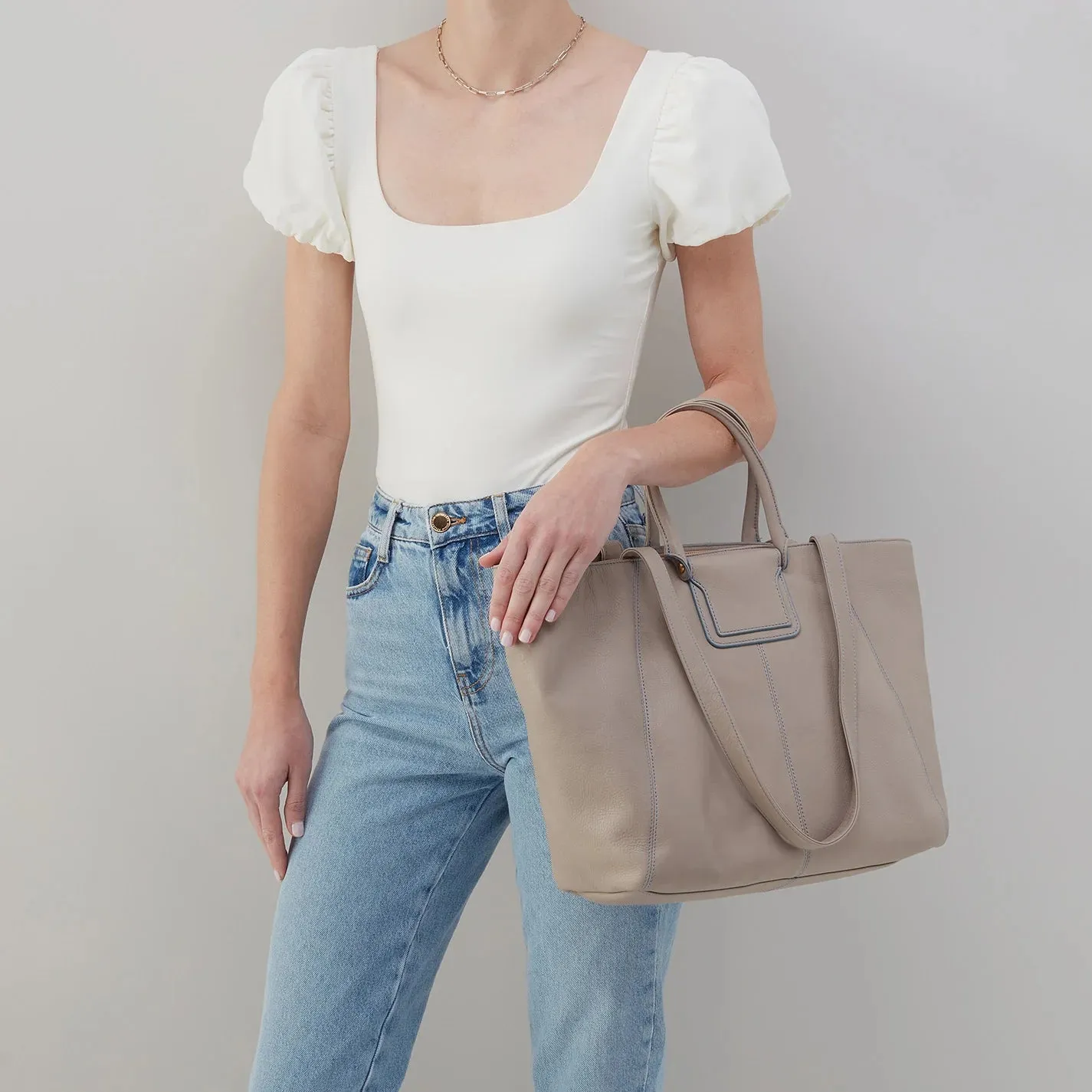 Sheila East/West Tote- Taupe