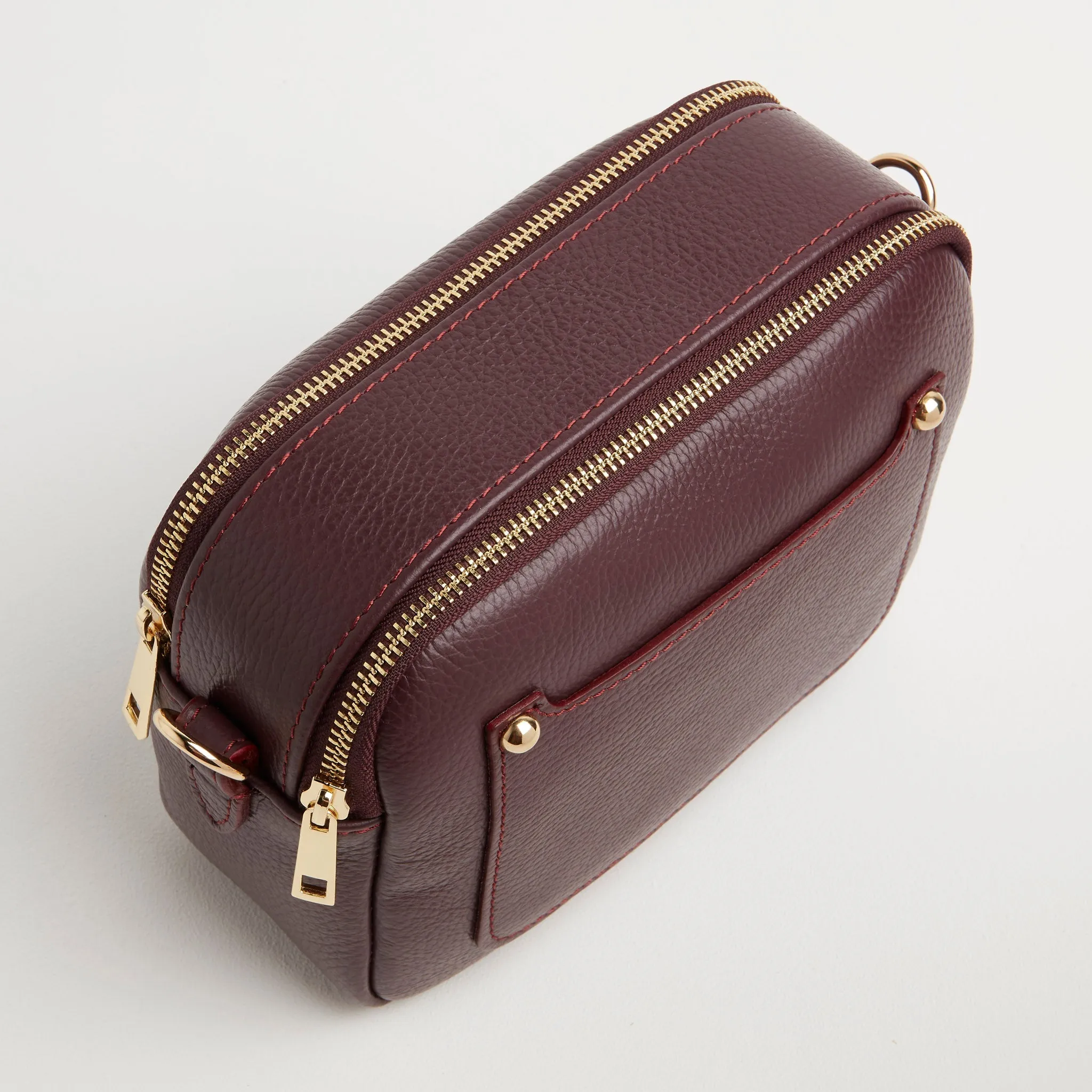 Sienna Crossbody Bag in Burgundy with Black and White Chevron Strap