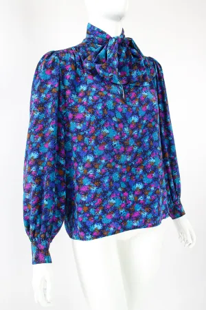 Silk Splatter Bow Blouse
