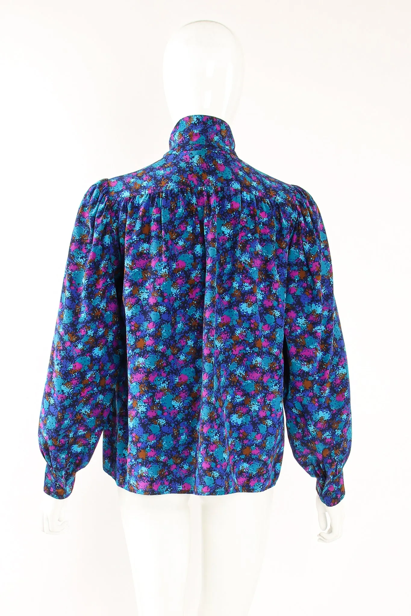 Silk Splatter Bow Blouse