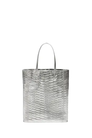 Silver Monogram Large Leather Tote