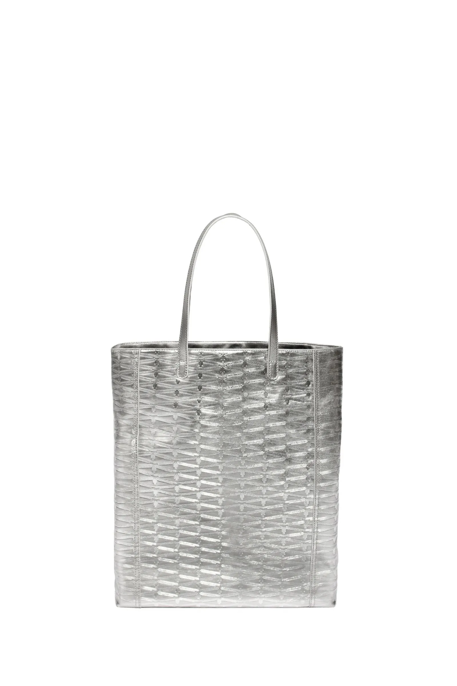 Silver Monogram Large Leather Tote