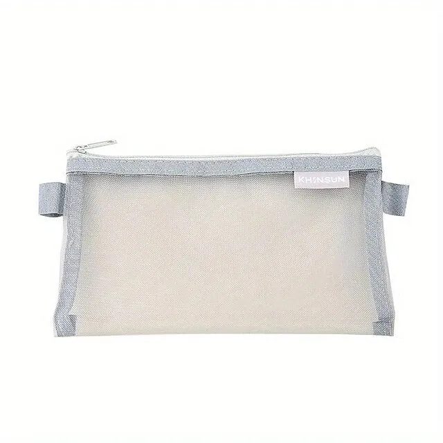 Simple Transparent Mesh Pencil Case Storage Student Pencil Bag Large Capacity Pouches Stationery Cosmetic Bags