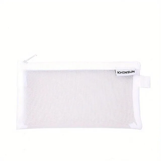 Simple Transparent Mesh Pencil Case Storage Student Pencil Bag Large Capacity Pouches Stationery Cosmetic Bags