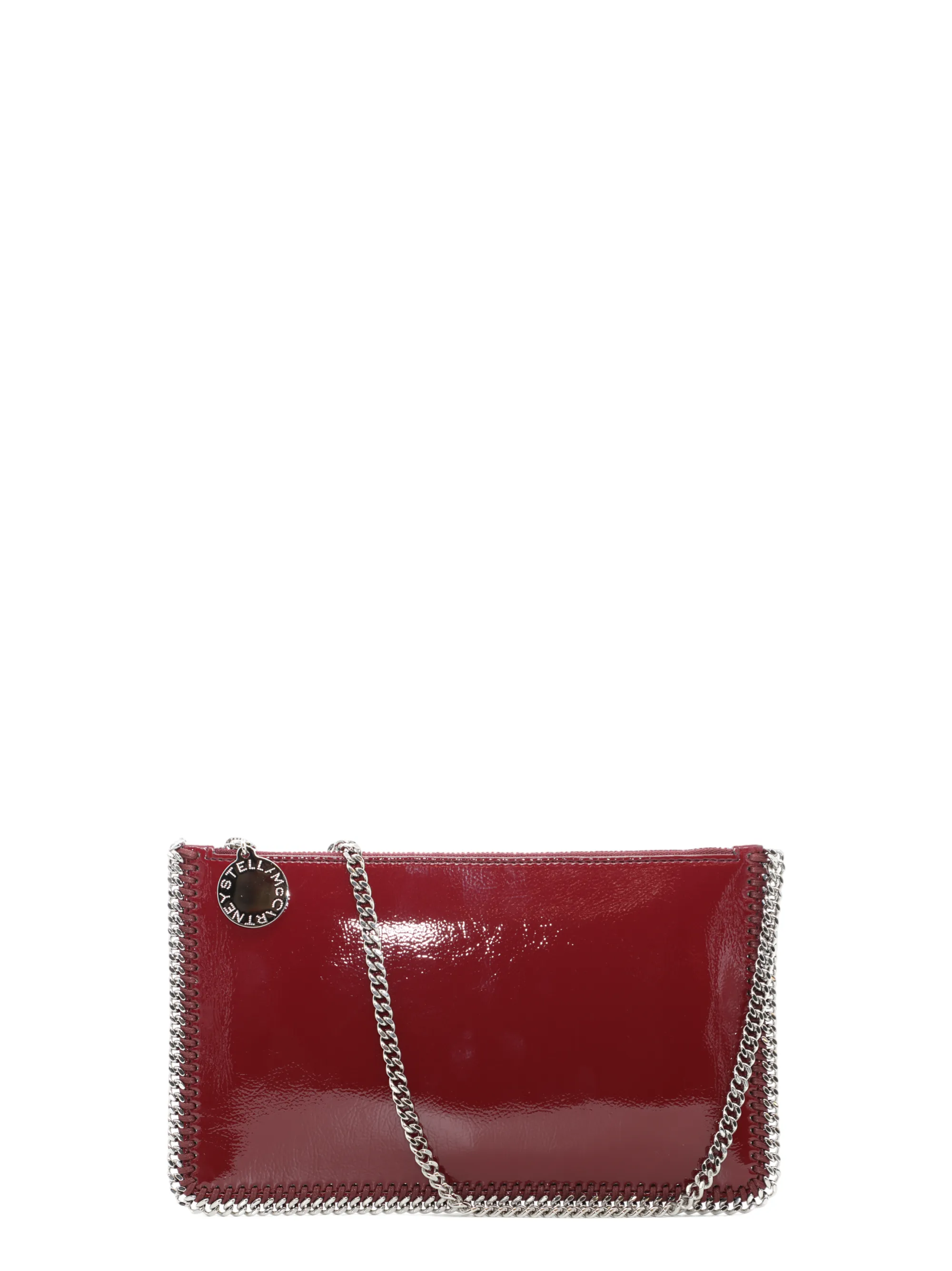 Stella McCartney Crinkled Patent Pochette Handbag in Burgundy
